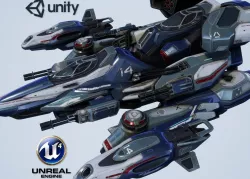 Falcon Spaceship - game model Low-poly  3D model