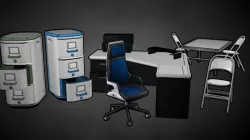 Futuristic Office Assets Low-poly  3D model