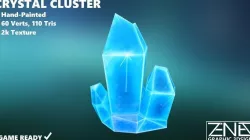 Game-Ready Large Blue Crystal Cluster  Low-poly  3D model