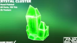 Game-Ready Large Green Crystal Cluster  Low-poly  3D model