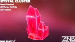 Game-Ready Large Red Crystal Cluster Low-poly  3D model