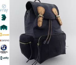 Leather and Nylon Rucksack for Women Low-poly  3D model