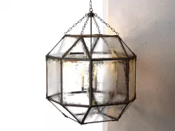Parisian Octagonal Antiqued Mirror Glass Pendant 3D model