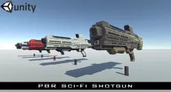 PBR Sci-Fi Shotgun Low-poly  3D model