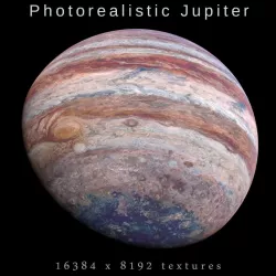 Photorealistic Jupiter 16k textures Low-poly  3D model