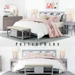 Pottery Barn Clara Lattice Bed set 1 3D model