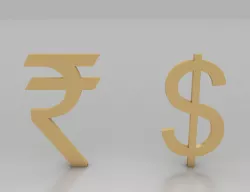 Rupee and Dollar Symbols 3D model
