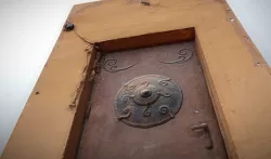 Scanned photorealistic old metal door - mongolian style  Low-poly  3D model