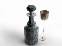 Stemmed Glass and Decanter 3D model