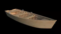 Wooden flat bottom rowing boat 3D model