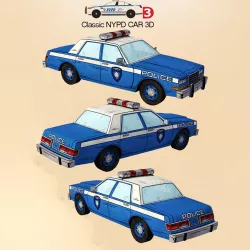 Classic Cars Police NYPD AMERICAN CARTOON Low-poly  3D model