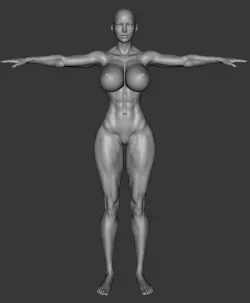 Female Template Busty Muscle Ripped Body 3d Model 3D model
