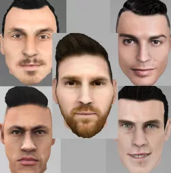 Footballers  pack - Messi Ronaldo Neymar Ibrahimovic Bale 3D model