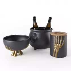 Halloween cauldron and skeleton hands bowl 3D model