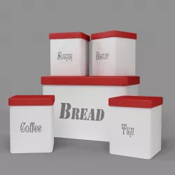 Kitchen Container Set - Bread Bin- Tea- Coffee- Sugar- Biscuit  3D model