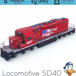 Locomotive SD40 Low-poly  3D model