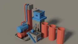 Low Poly Cartoon Factory 3 Low-poly  3D model