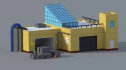 Low Poly Cartoon Factory Low-poly  3D model