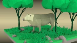 low poly cow diorama Low-poly  3D model