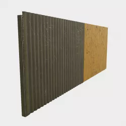 Low Poly PBR Modular Corrugated Fence Low-poly  3D model