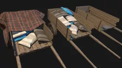 Low Poly PBR Wooden Cart Bundle Low-poly  3D model