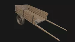 Low Poly PBR Wooden Cart Low-poly  3D model