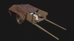 Low Poly PBR Wooden Cart with Sacks and Cloth Low-poly  3D model