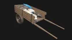 Low Poly PBR Wooden Cart with Sacks Low-poly  3D model