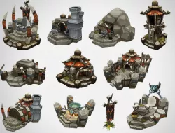 Low Poly RTS Orc Building Set Low-poly  3D model