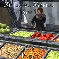 Medieval Market 1 for Poser Low-poly  3D model