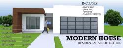 MODERN RESIDENTIAL HOUSE - 1 STORY 4 BEDROOM 3 CAR GARAGE  3D model