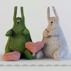 Rabbits textile toys 3D model