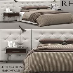Restoration Hardware Modern custom diamond tufted fabric hed 3D model