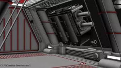 Sci-fi Corridor door section 1 3D model