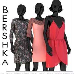 Set of womens clothing dresses Bershka 3D model