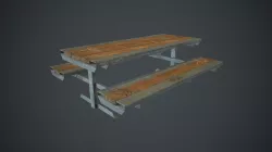 Skatepark Table With Bench PBR Game Ready Low-poly  3D model