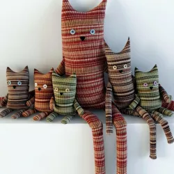 Textile toys cats hanging 3D model