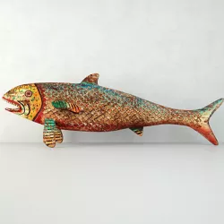 Vintage Painted Wood Fish 3 3D model