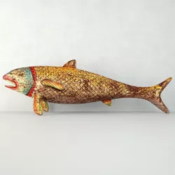 Vintage Painted Wood Fish 4 3D model