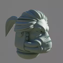 Space samurai head with a ponytail (Customizeable)