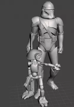 Commander Neyo and the pit droid - Remix - fixed, resized to 6" and hollowed 