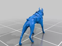 DnD Miniature - Armored Doberman with side pouches
