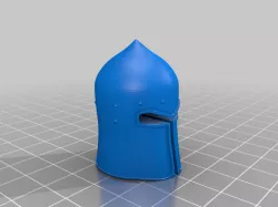 Medieval Helmet - Closed Angry Barbut - Customizing Character Miniature DnD (Solid)