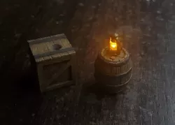 Mini Flicker LED Lantern on Barrel, Crate, etc