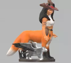 Foxiytaur Witch with Tressym Familiar