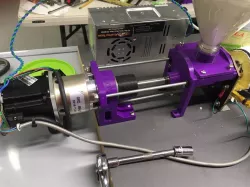 Motor, Thrust bearing, Hopper, and Flange assembly for a DIY Filament Extruder