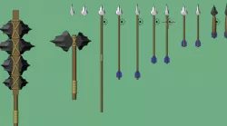 Arrows, bolts, javelin, hand axe, maca for remixes