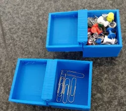 Paper Clips Thumbtacks Labled Print-in-place boxes with lid