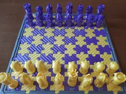 Purple Minion chess set with hair for FDM printers