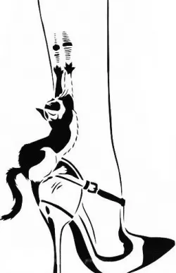 Cat scratching heels stencil